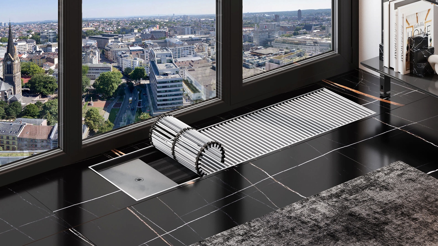 Конвектор внутрипольный с вентилятором