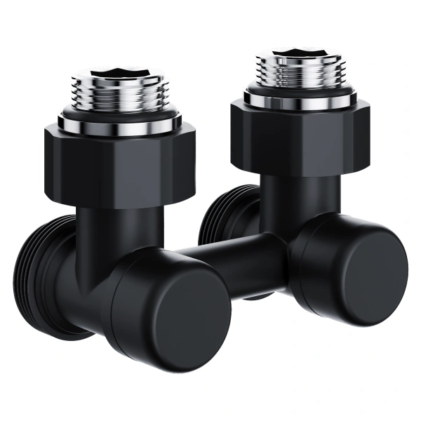 Узел нижнего подключения ROYAL THERMO Design угловой 1/2х3/4 "ЕК (черный)