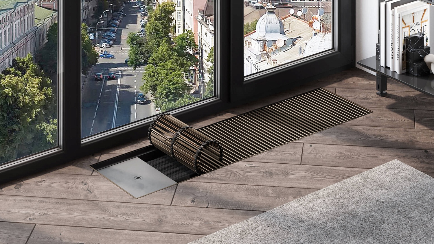 Конвектор внутрипольный с вентилятором