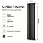 Трубчатый радиатор Sunlike, тип ST-5025B, 1600х354, 6 секций, чёрный, универсальное под